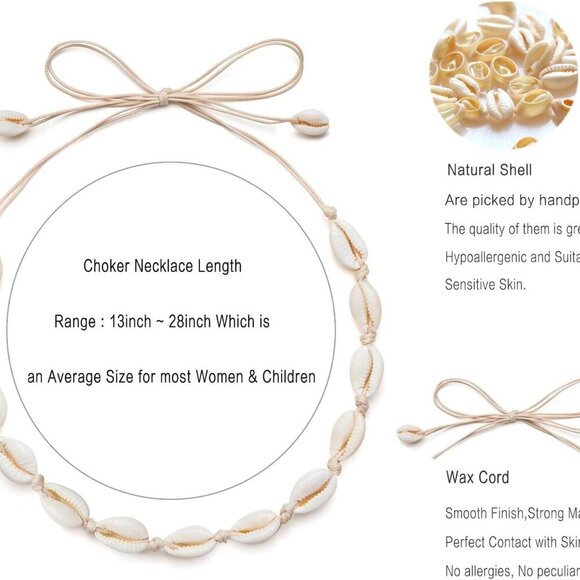 Sea Shell Necklace for Women Summer Beach Natural Cowrie Shell Necklace - Picture 2 of 7